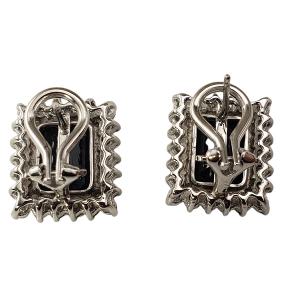 14 Karat White Gold Natural Sapphire and Diamond Earrings #18653 - Picture 4 of 7